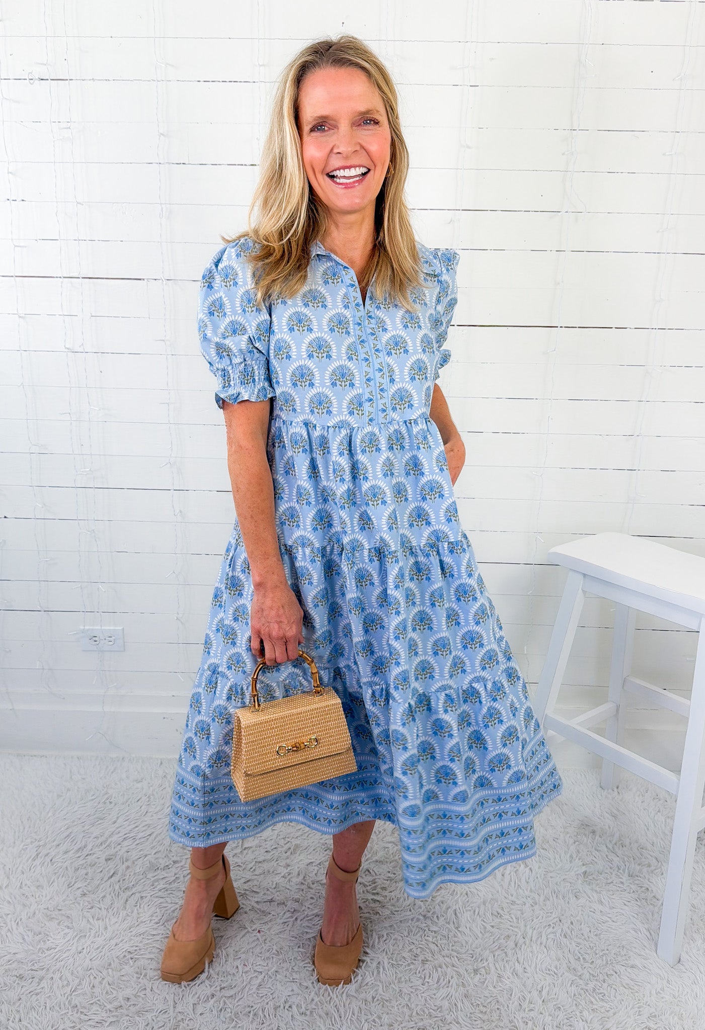 Molly Sunshower Flora Blue Dress Mary Square