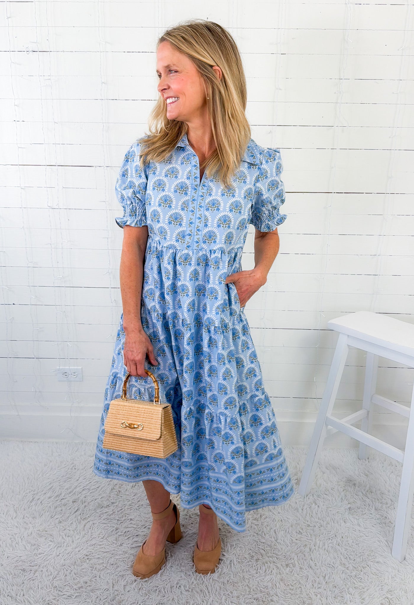 Molly Sunshower Flora Blue Dress Mary Square