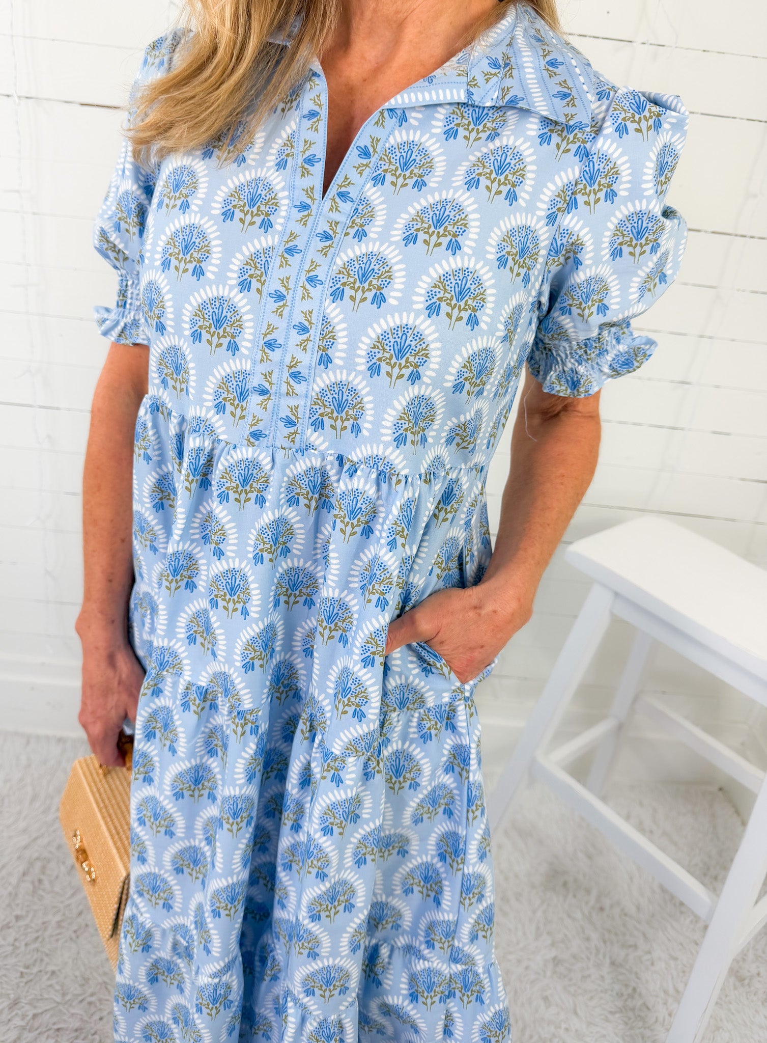 Molly Sunshower Flora Blue Dress Mary Square