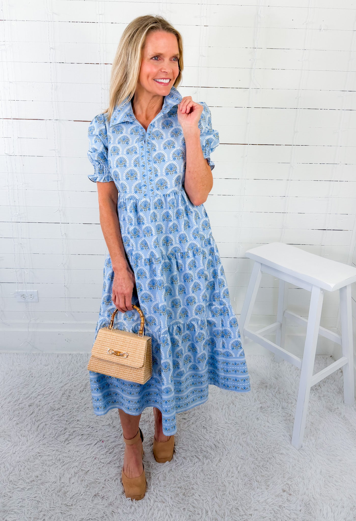 Molly Sunshower Flora Blue Dress Mary Square