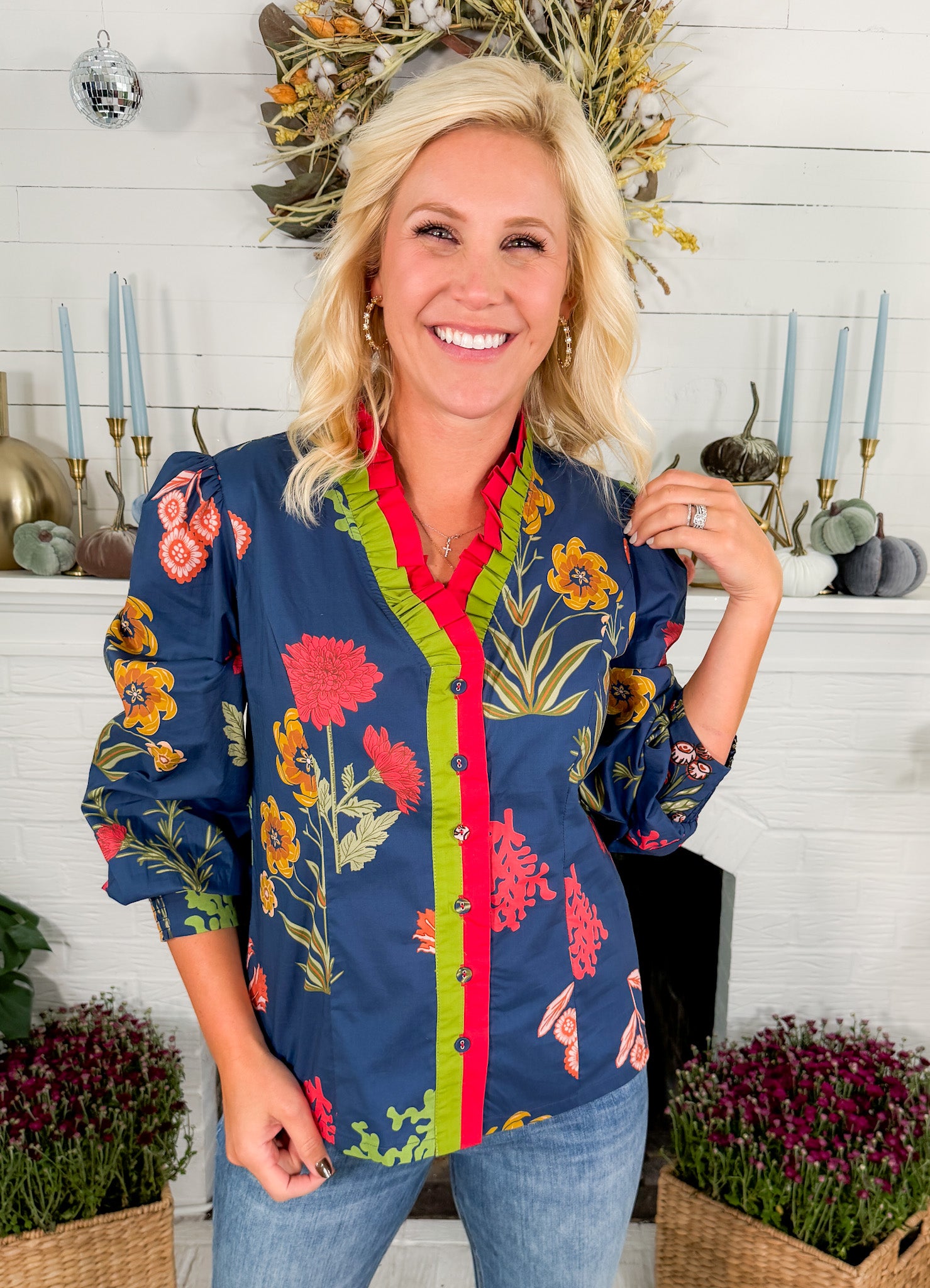 Mona Lisa Navy Floral Top