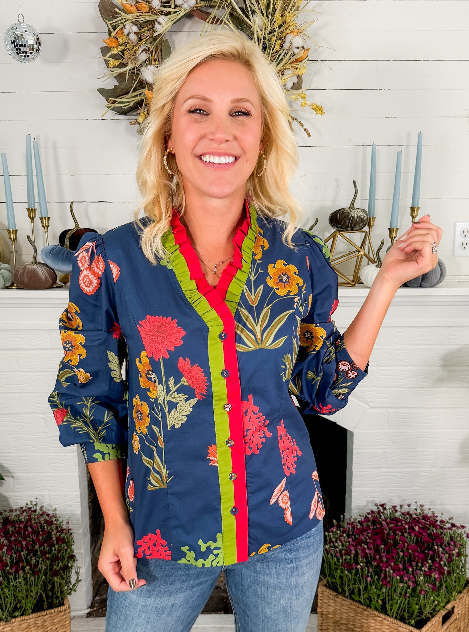 Mona Lisa Navy Floral Top