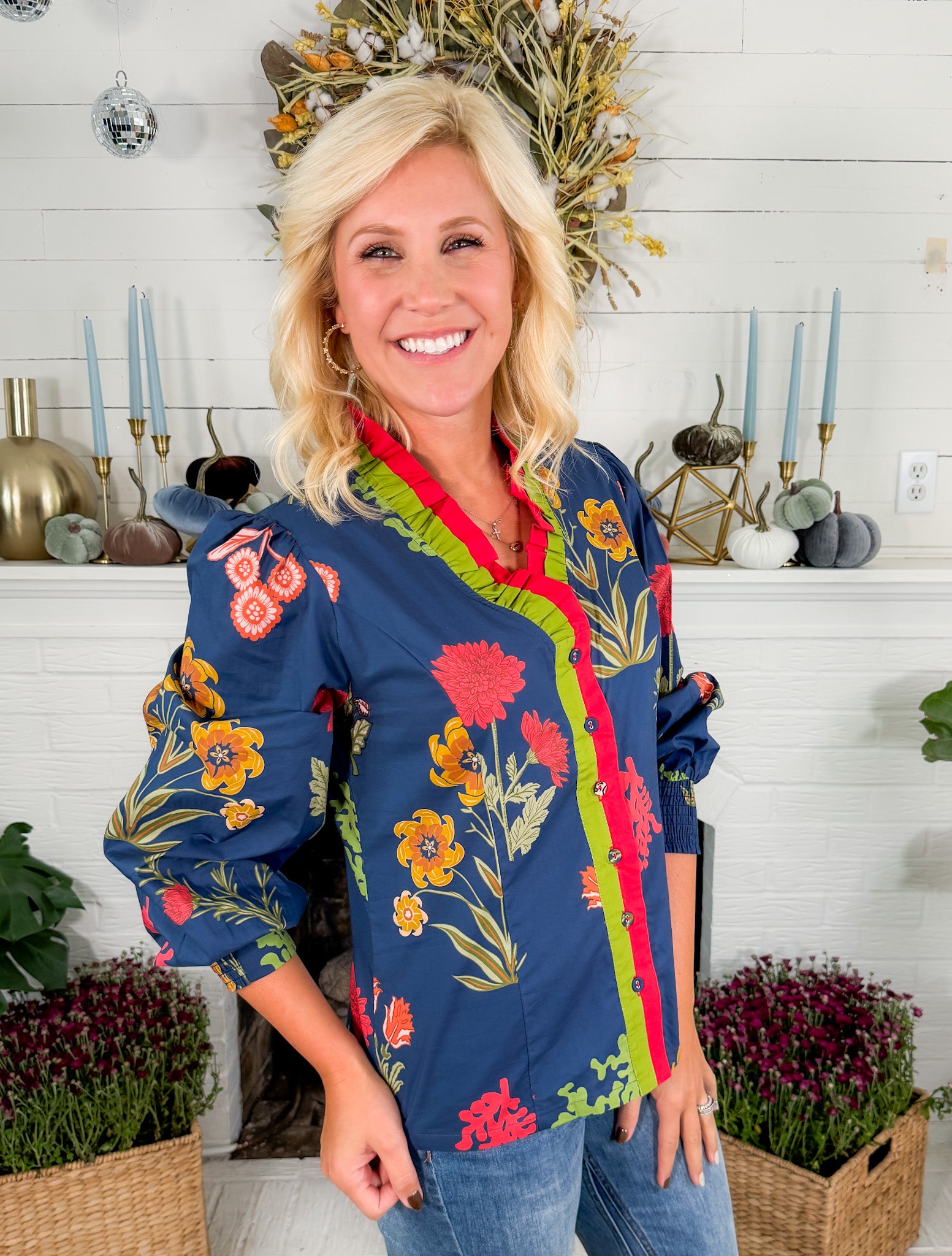 Mona Lisa Navy Floral Top