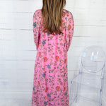 Monet Pink Blossom Garden Maxi Dress Entro