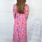 Monet Pink Blossom Garden Maxi Dress Entro