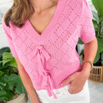 Monica Pink Pointelle Sweater