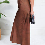 Montgomery Mocha Polka Dot Satin Skirt Glam