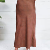 Montgomery Mocha Polka Dot Satin Skirt Glam