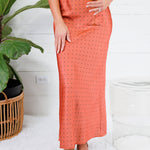 Montgomery Rust Polka Dot Satin Skirt Glam