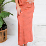 Montgomery Rust Polka Dot Satin Skirt Glam