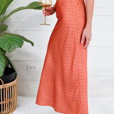 Montgomery Rust Polka Dot Satin Skirt Glam