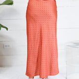 Montgomery Rust Polka Dot Satin Skirt Glam