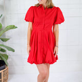 Morgan Poppy Bubble Hem Nipped Waist Mini Dress Aureum