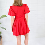 Morgan Poppy Bubble Hem Nipped Waist Mini Dress Aureum
