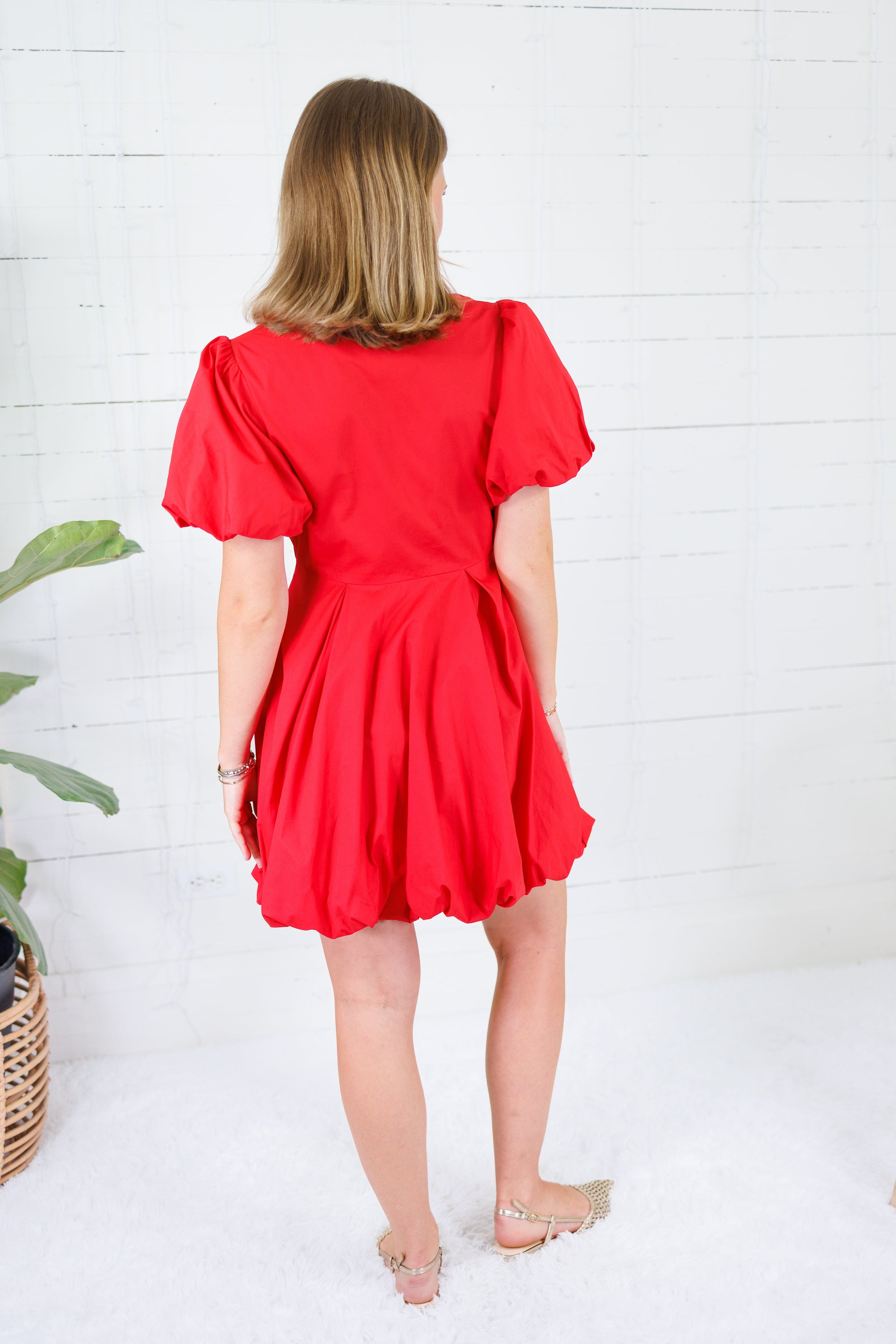 Morgan Poppy Bubble Hem Nipped Waist Mini Dress Aureum