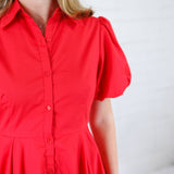 Morgan Poppy Bubble Hem Nipped Waist Mini Dress Aureum