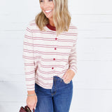 Morris Blush Multi Striped Cardigan Polagram