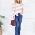 Morris Blush Multi Striped Cardigan Polagram
