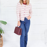 Morris Blush Multi Striped Cardigan Polagram