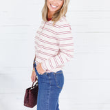 Morris Blush Multi Striped Cardigan Polagram