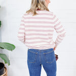 Morris Blush Multi Striped Cardigan Polagram
