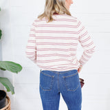 Morris Blush Multi Striped Cardigan Polagram