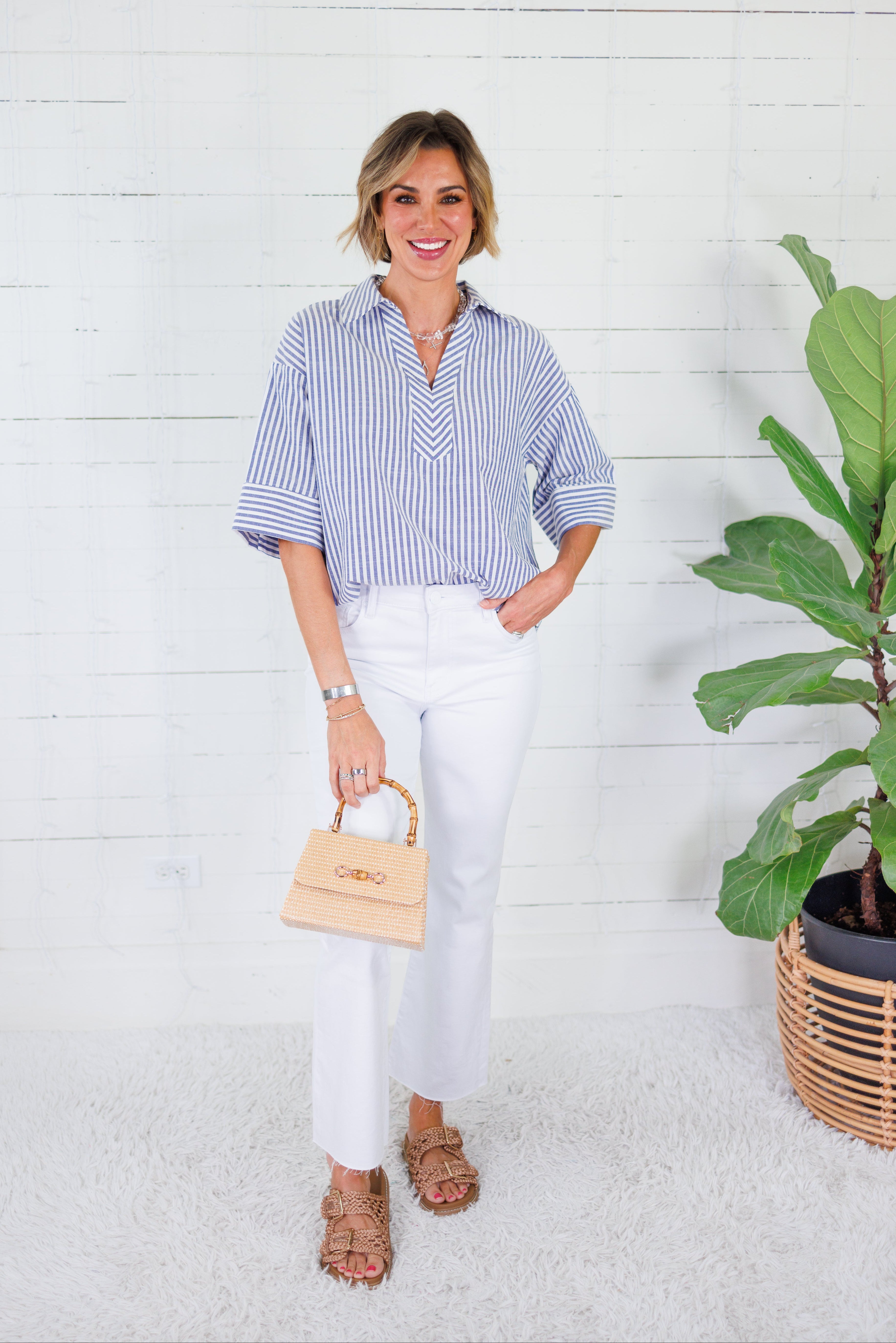 Morrison Navy Stripe Top Entro