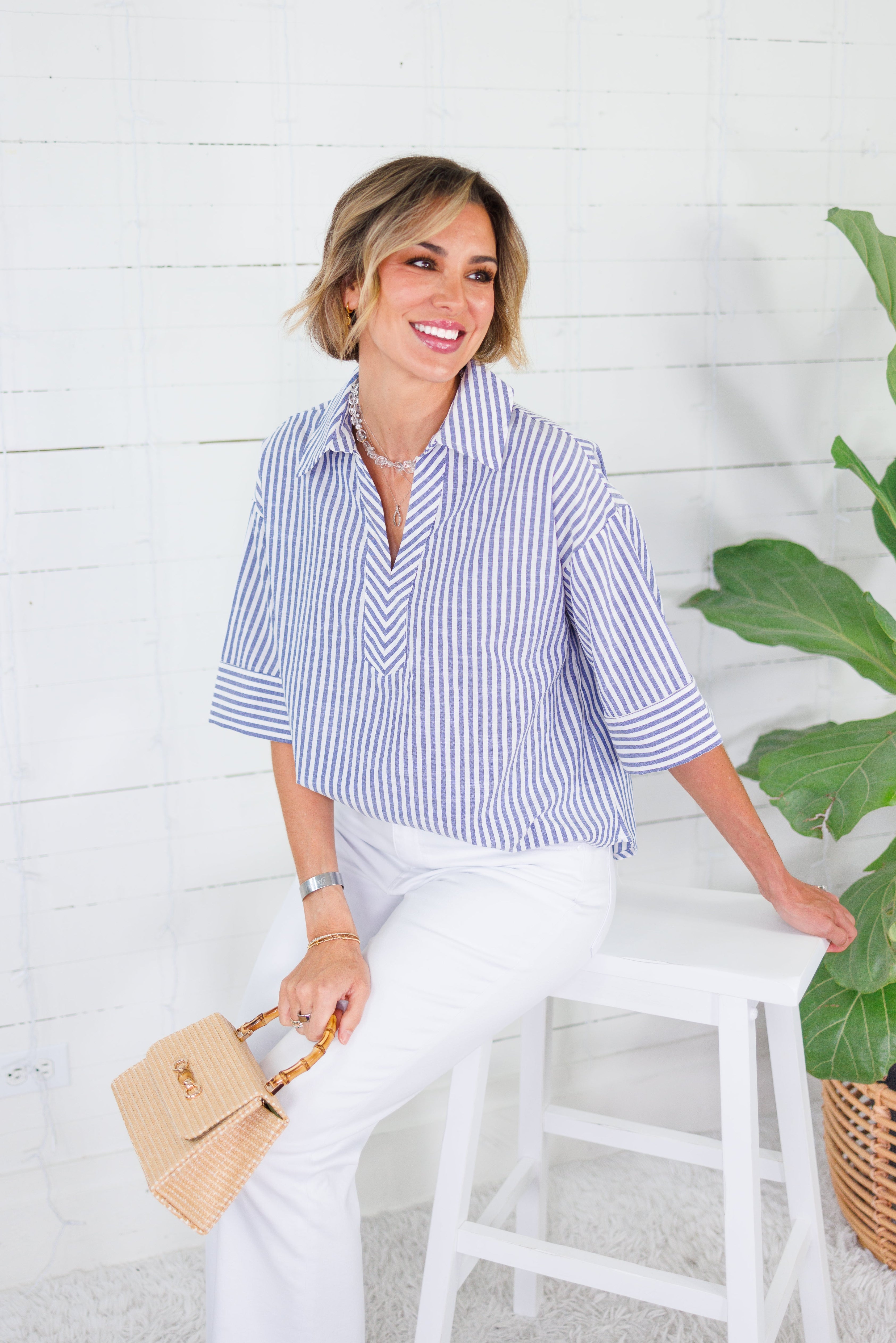 Morrison Navy Stripe Top Entro