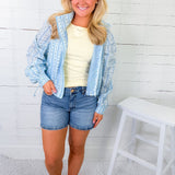 Moscow Blue Floral Stripe Weekend Jacket Karlie