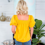 Moscow Mustard Smocked Top