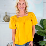 Moscow Mustard Smocked Top