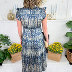 Moscow Stardust Navy Tiered Midi Dress Pinch