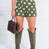Murrah Olive Polka Dot Shorts Glam