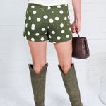 Murrah Olive Polka Dot Shorts Glam