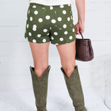 Murrah Olive Polka Dot Shorts Glam