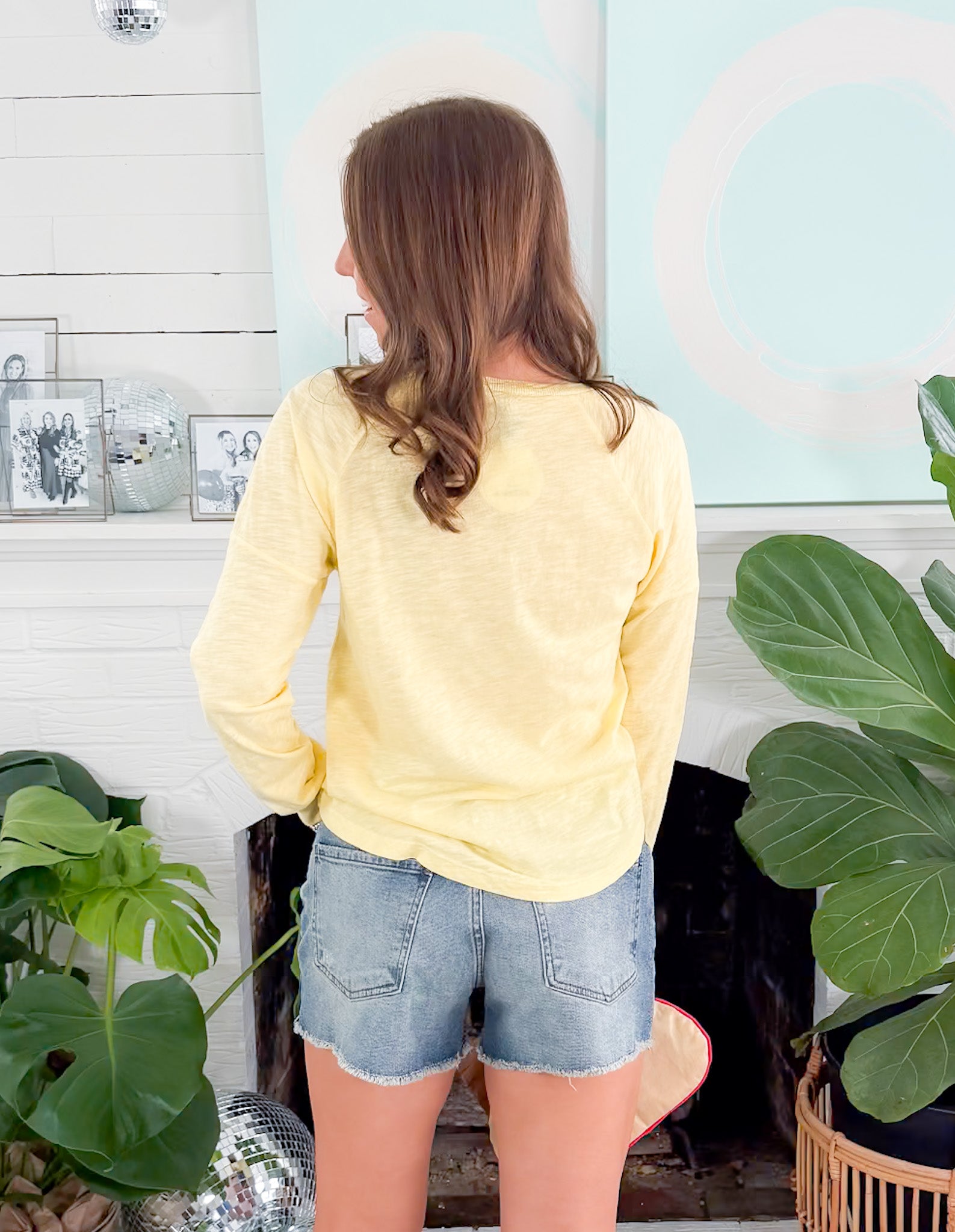 Mya Pale Yellow Raglan Curve Hem Tee Bobi