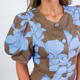 Myles Blue + Mocha Abstract Mini Dress Entro