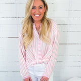 Mylo Pink + White Stripe Top