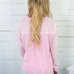 Mylo Pink + White Stripe Top