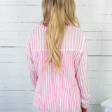 Mylo Pink + White Stripe Top