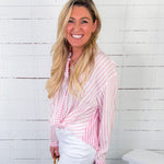 Mylo Pink + White Stripe Top