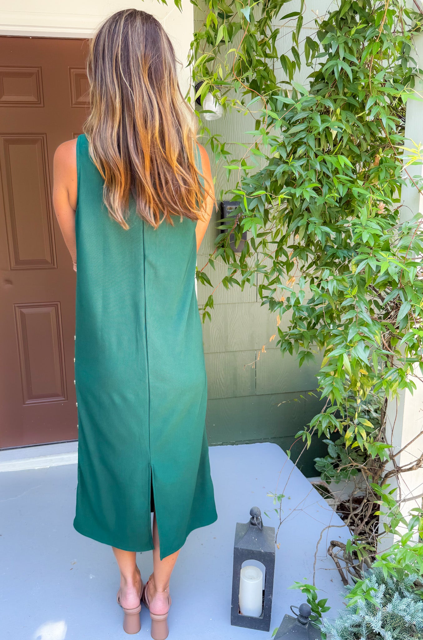 Myrtle Forest Gold Studded Maxi Dress Entro