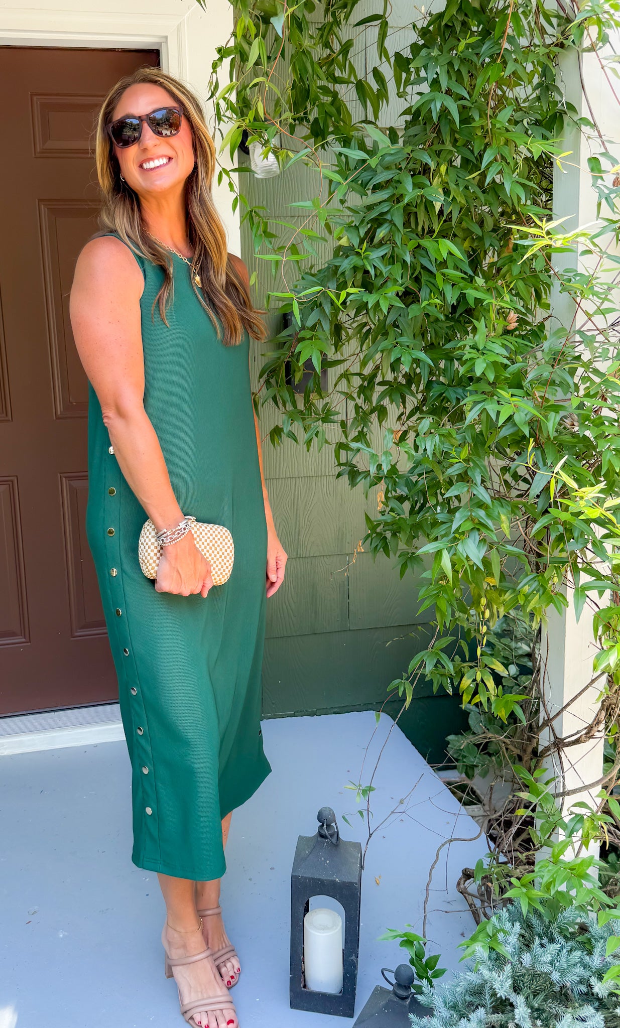 Myrtle Forest Gold Studded Maxi Dress Entro