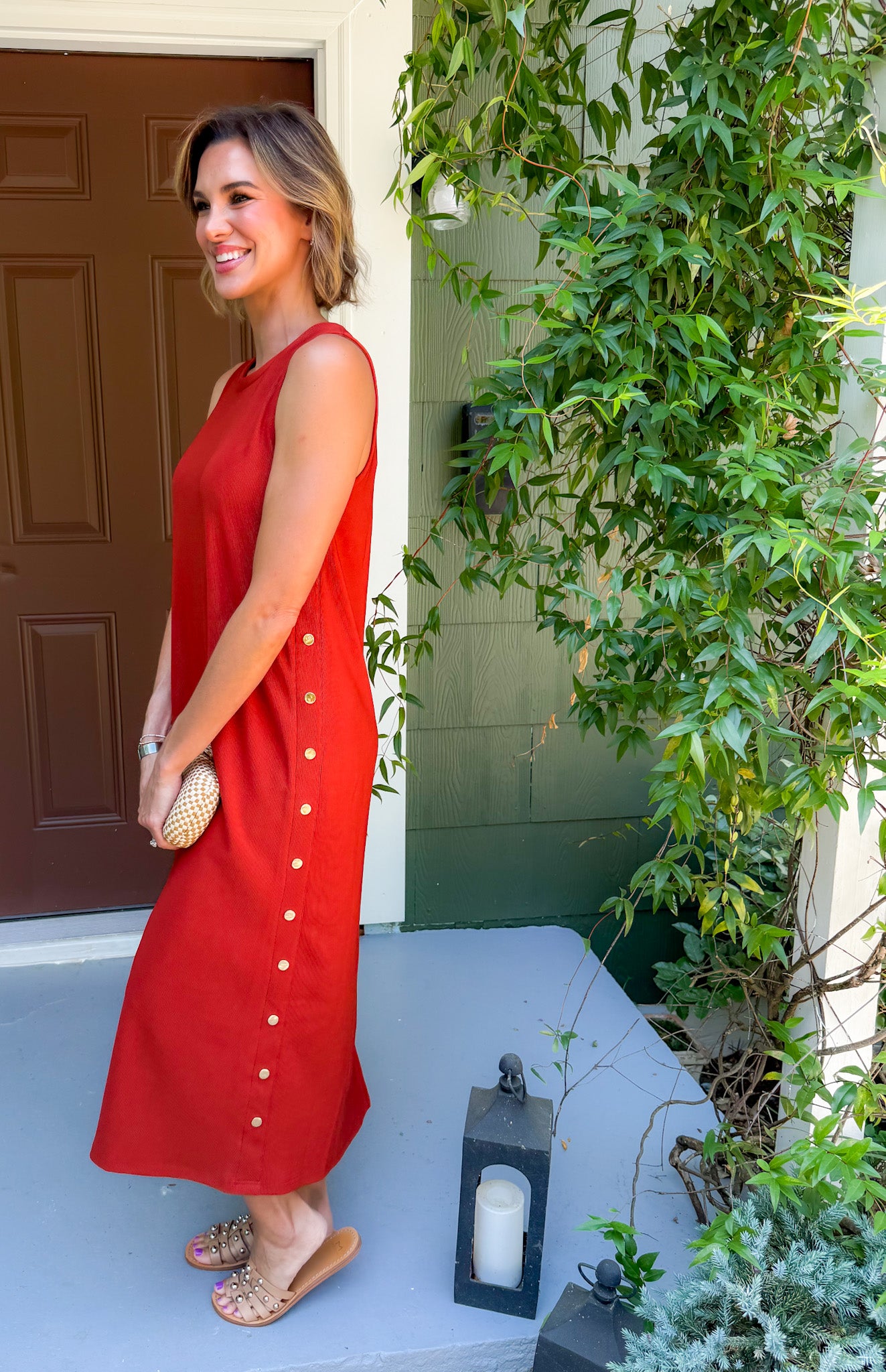 Myrtle Rust Gold Studded Maxi Dress Entro