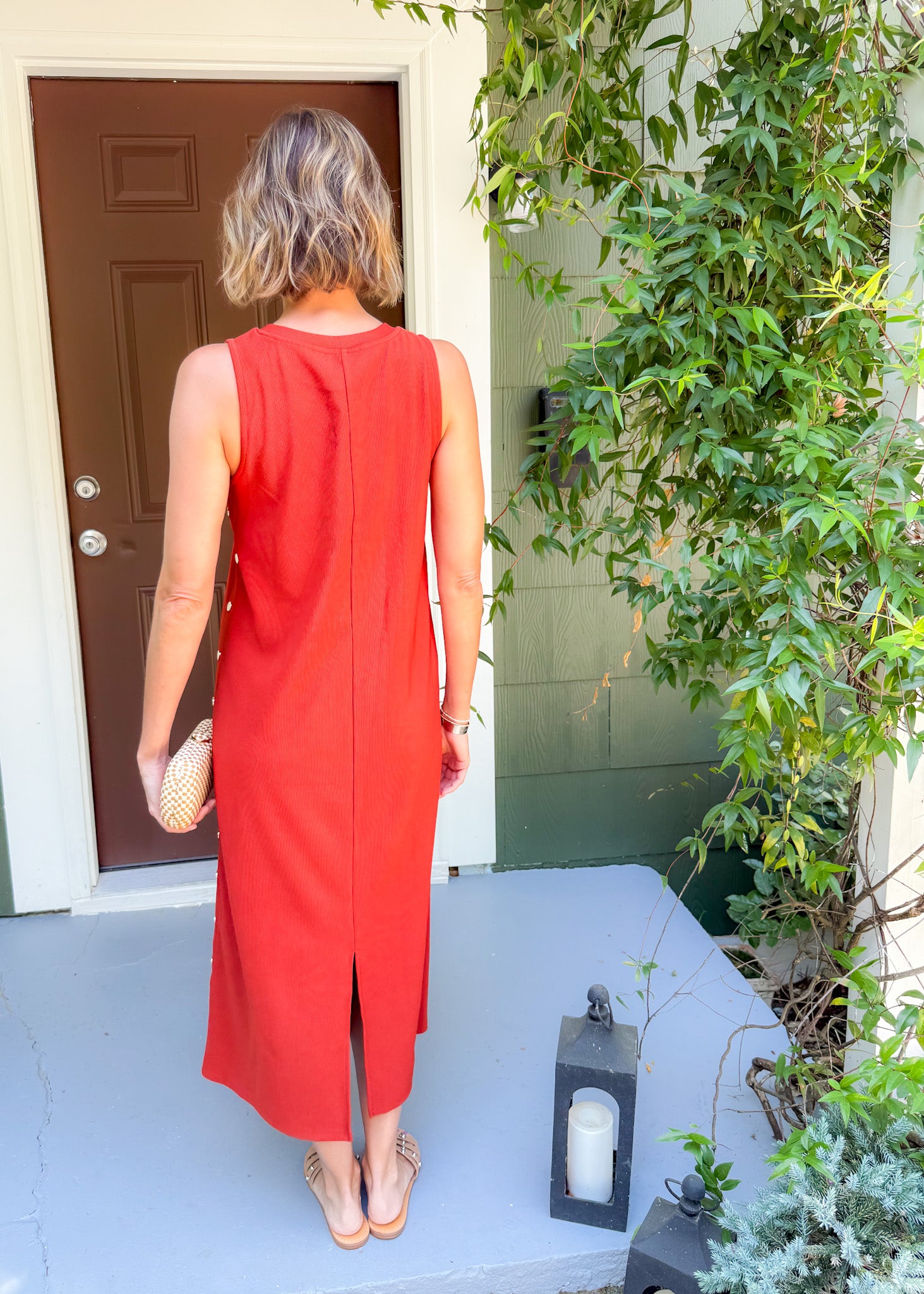 Myrtle Rust Gold Studded Maxi Dress Entro