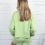 Naomi Honeydew Striped Terry Lounge Sweatshirt Day and Moon