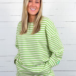 Naomi Honeydew Striped Terry Lounge Sweatshirt Day and Moon