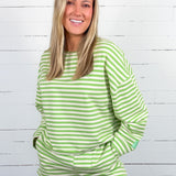 Naomi Honeydew Striped Terry Lounge Sweatshirt Day and Moon