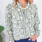 Naomi Painted Trillium Olive Top Mary Square