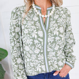 Naomi Painted Trillium Olive Top Mary Square